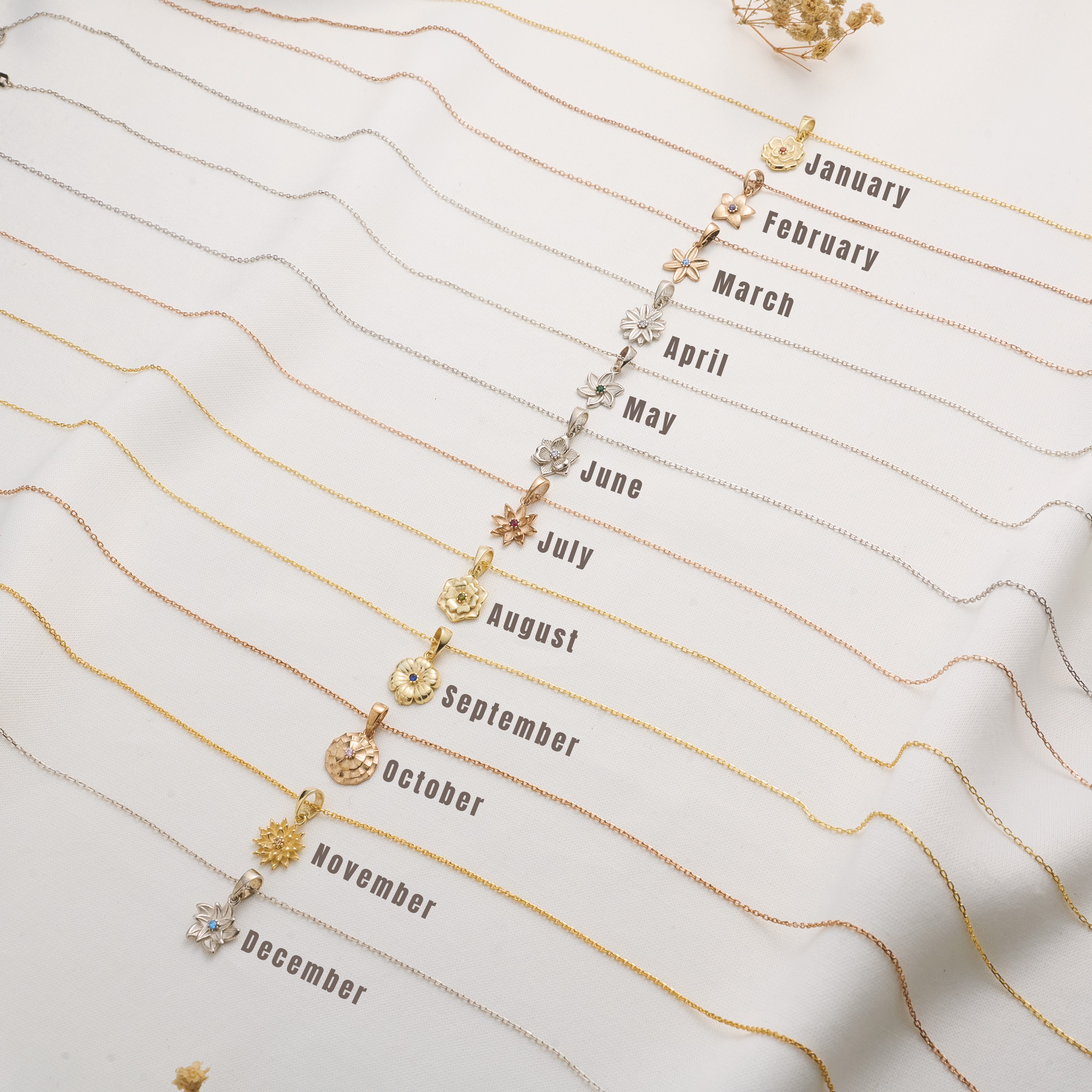 Dainty Birth Flower Anklet with Birthstone