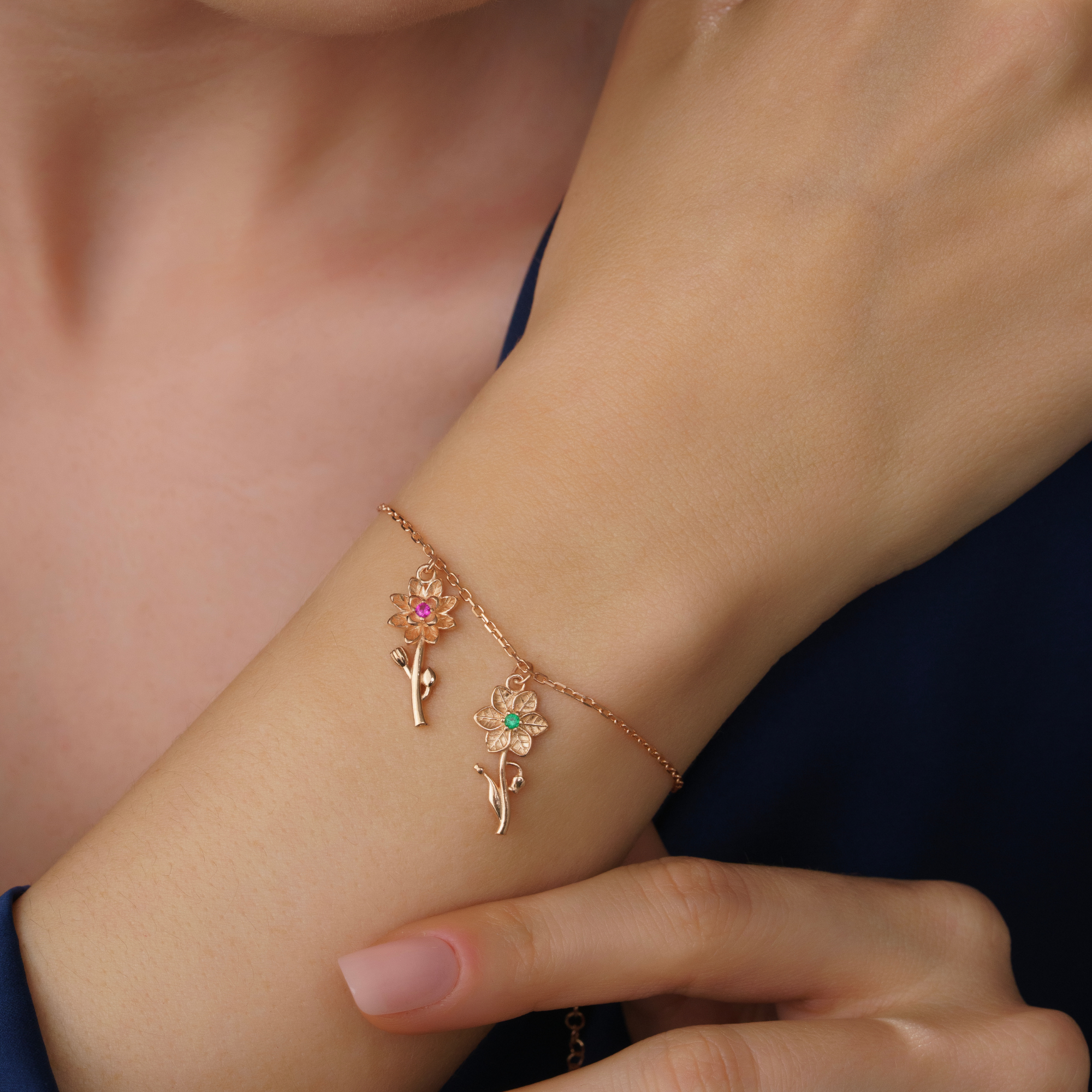 Personalized Birth Flower & Birthstone Bracelet