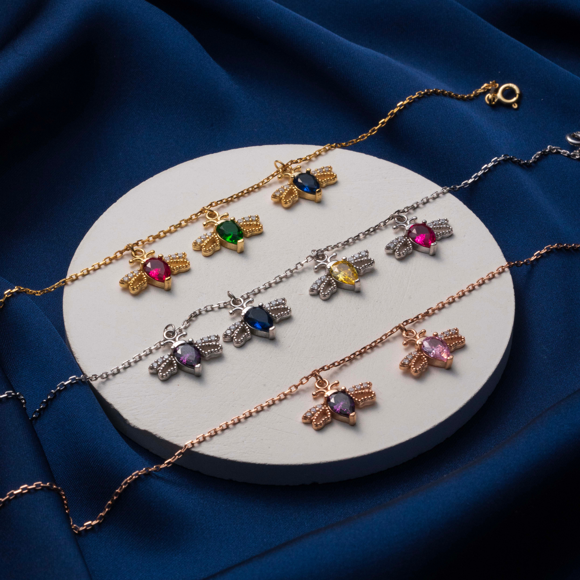 Dainty Hummingbird & Birthstone Bracelet