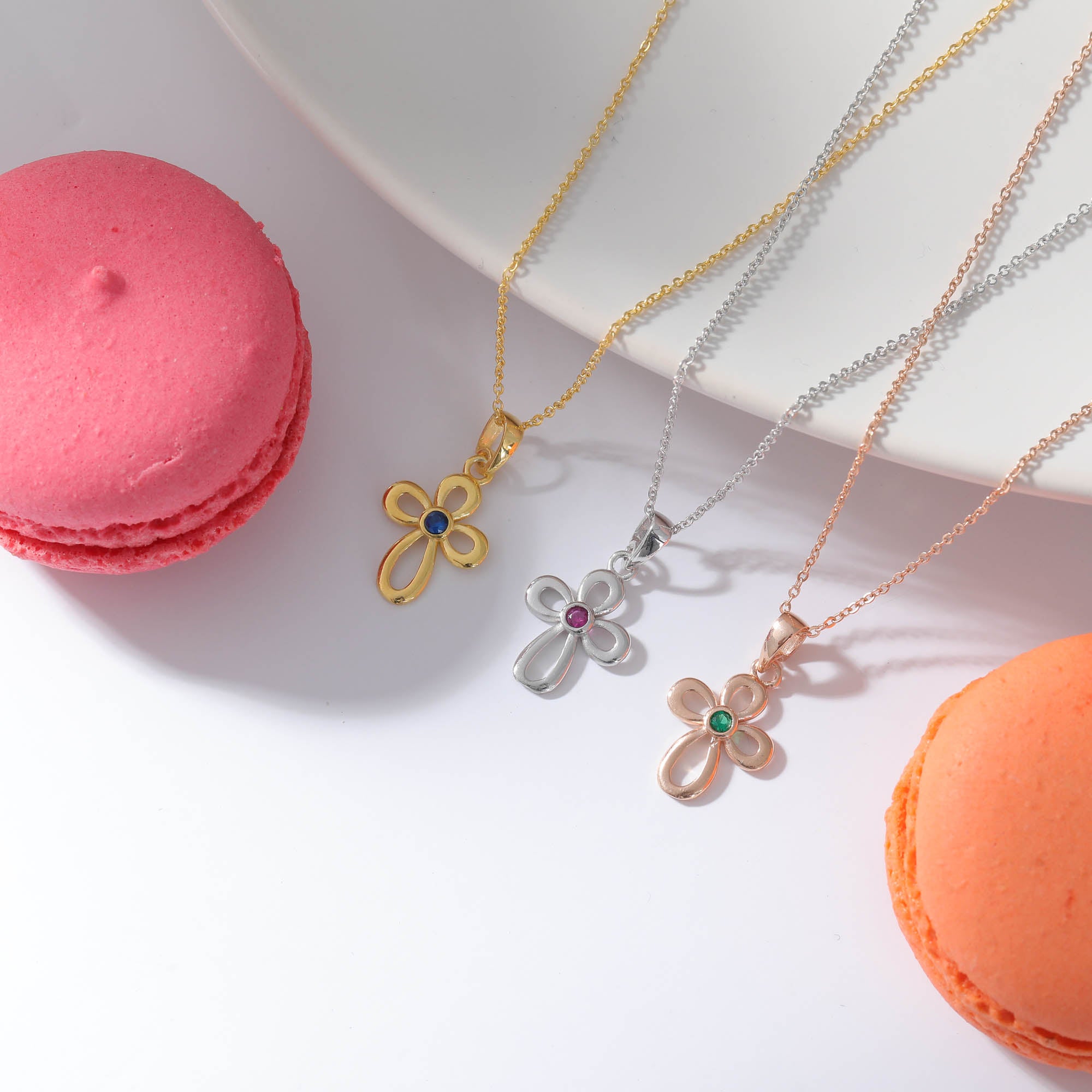 Marquise Birthstone Floral Necklace