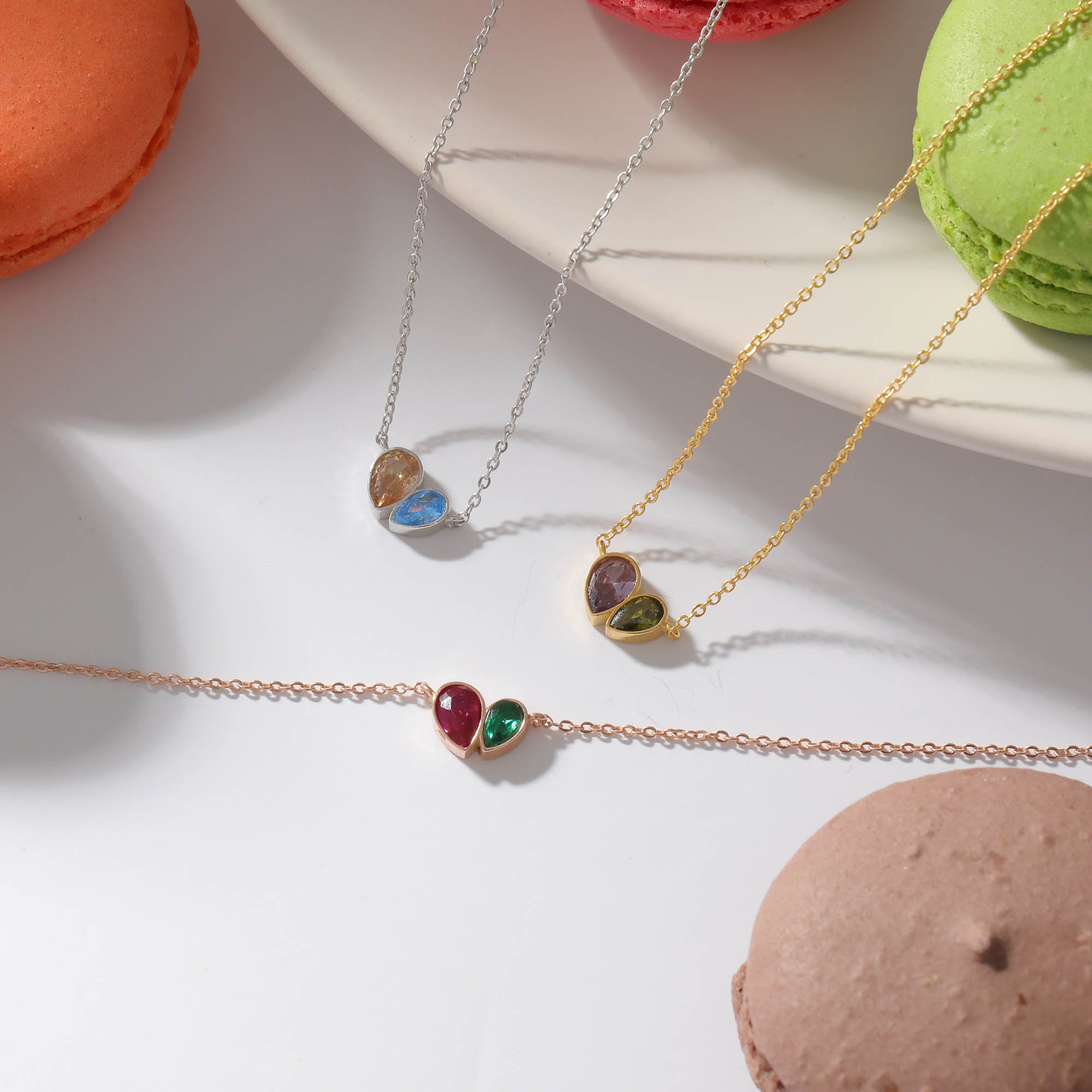 Double Pear Cut Teardrop Necklace