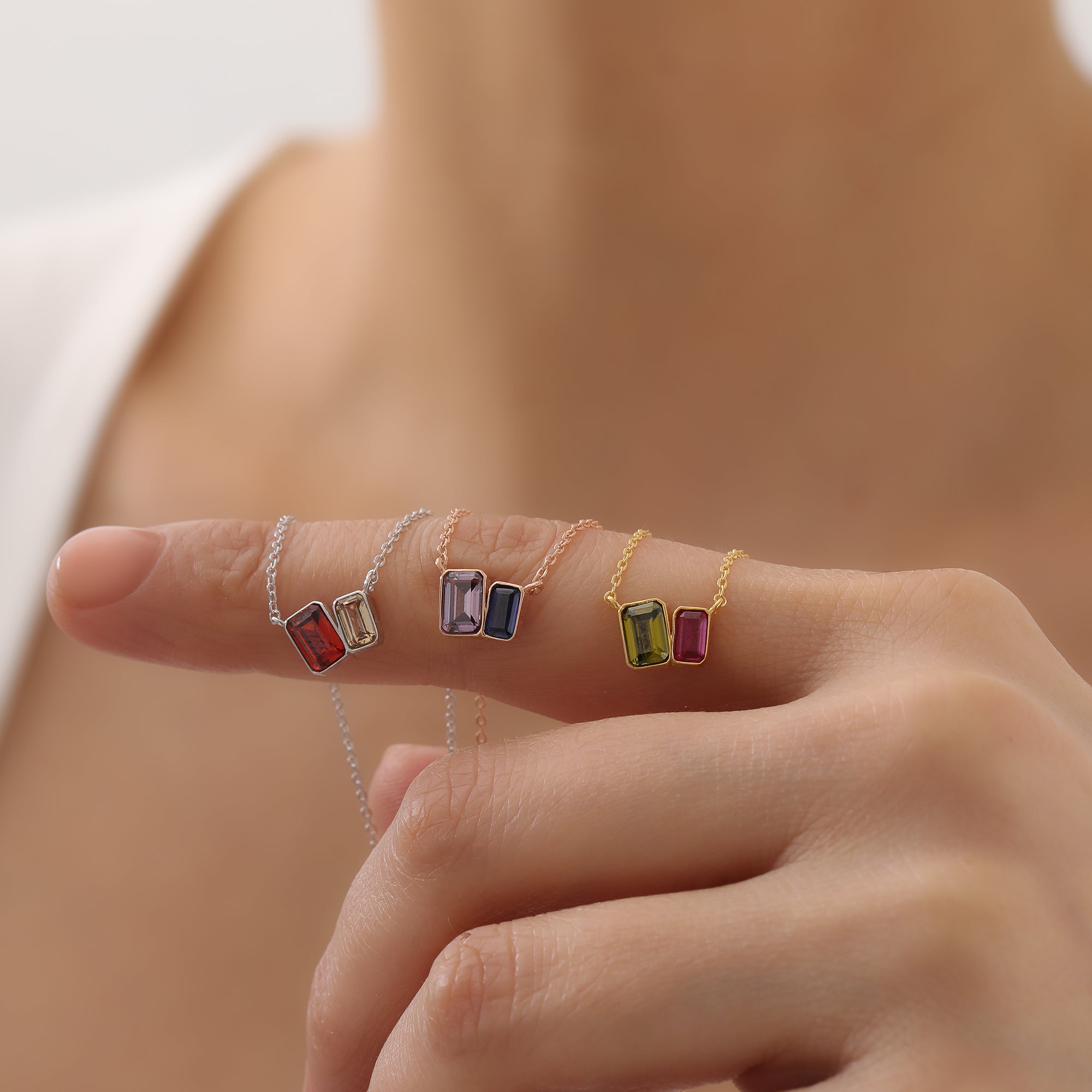 Customizable Baguette Duo Necklace