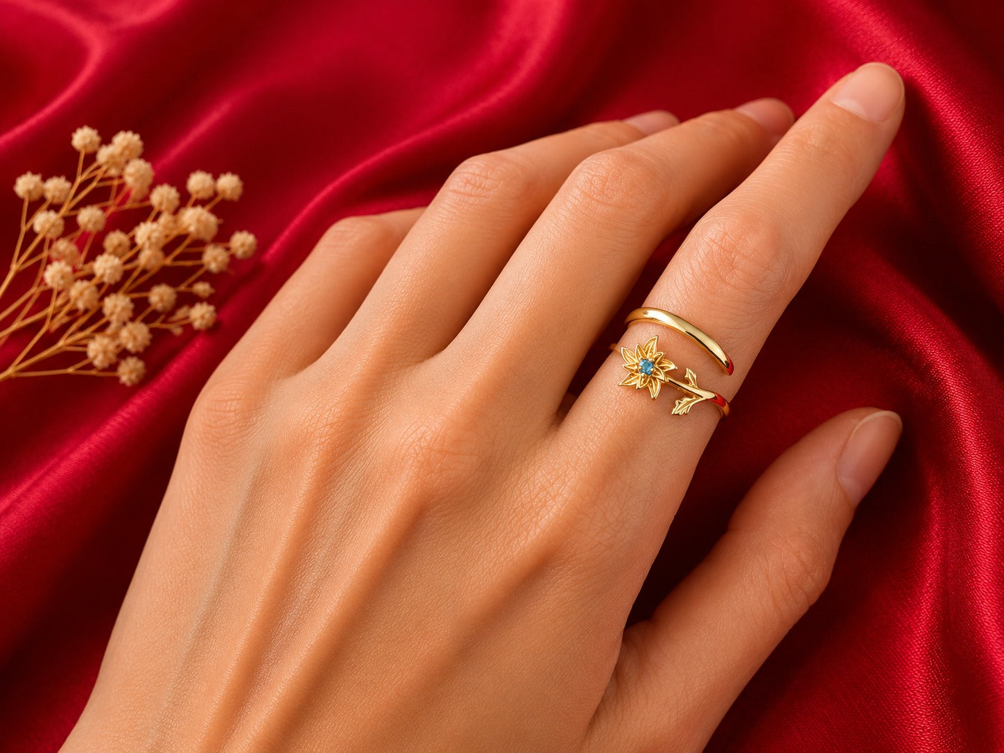 December Birth Flower Ring – Holly & Blue Topaz