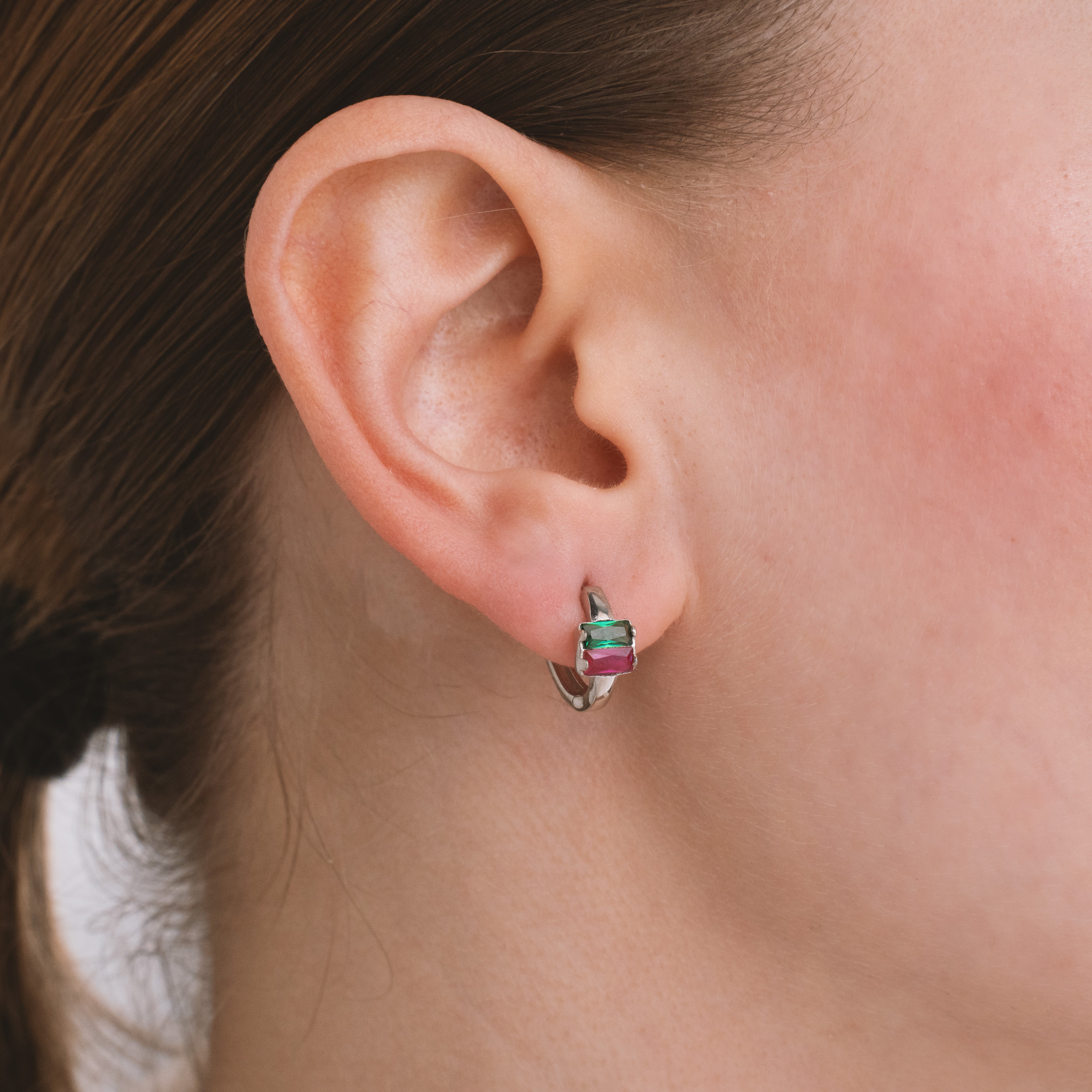Personalized Birthstone Huggie Hoop Earrings