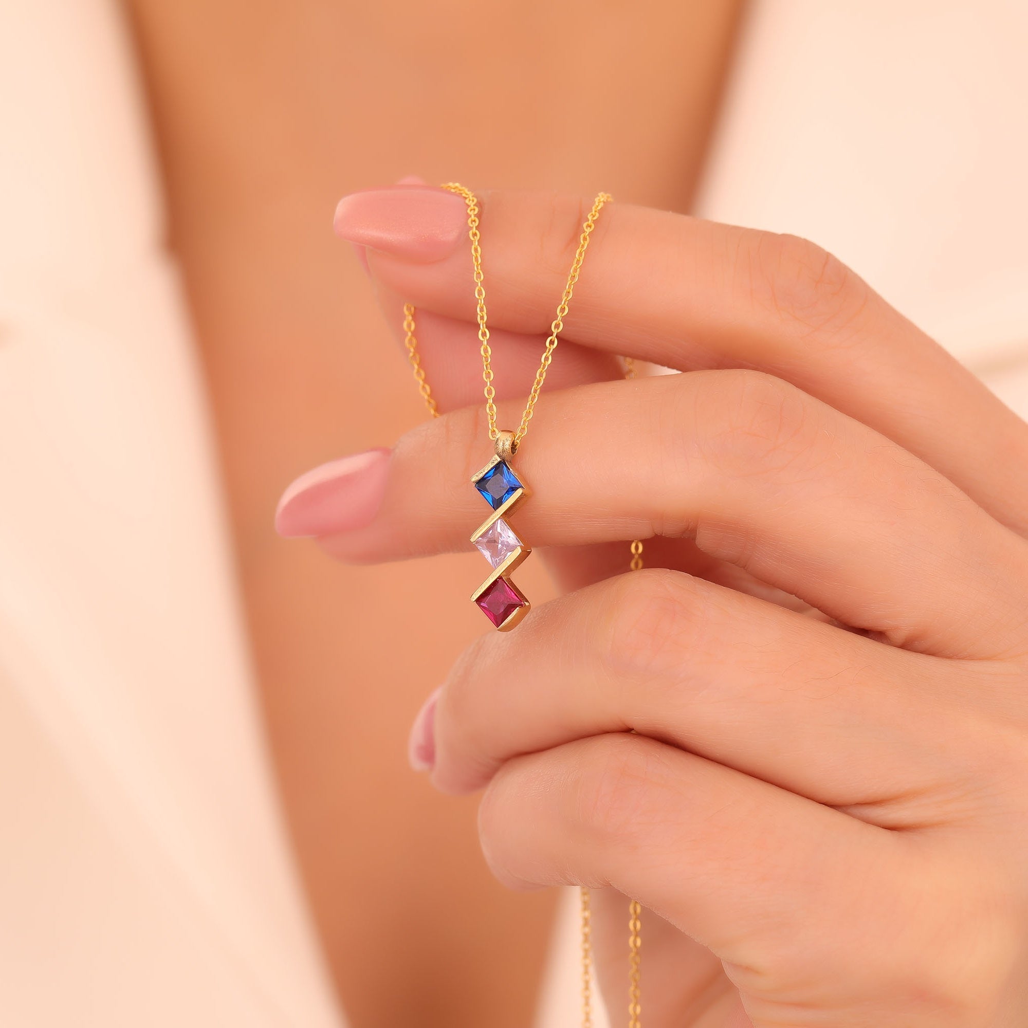 Baguette and Pear Cut Duo Necklace