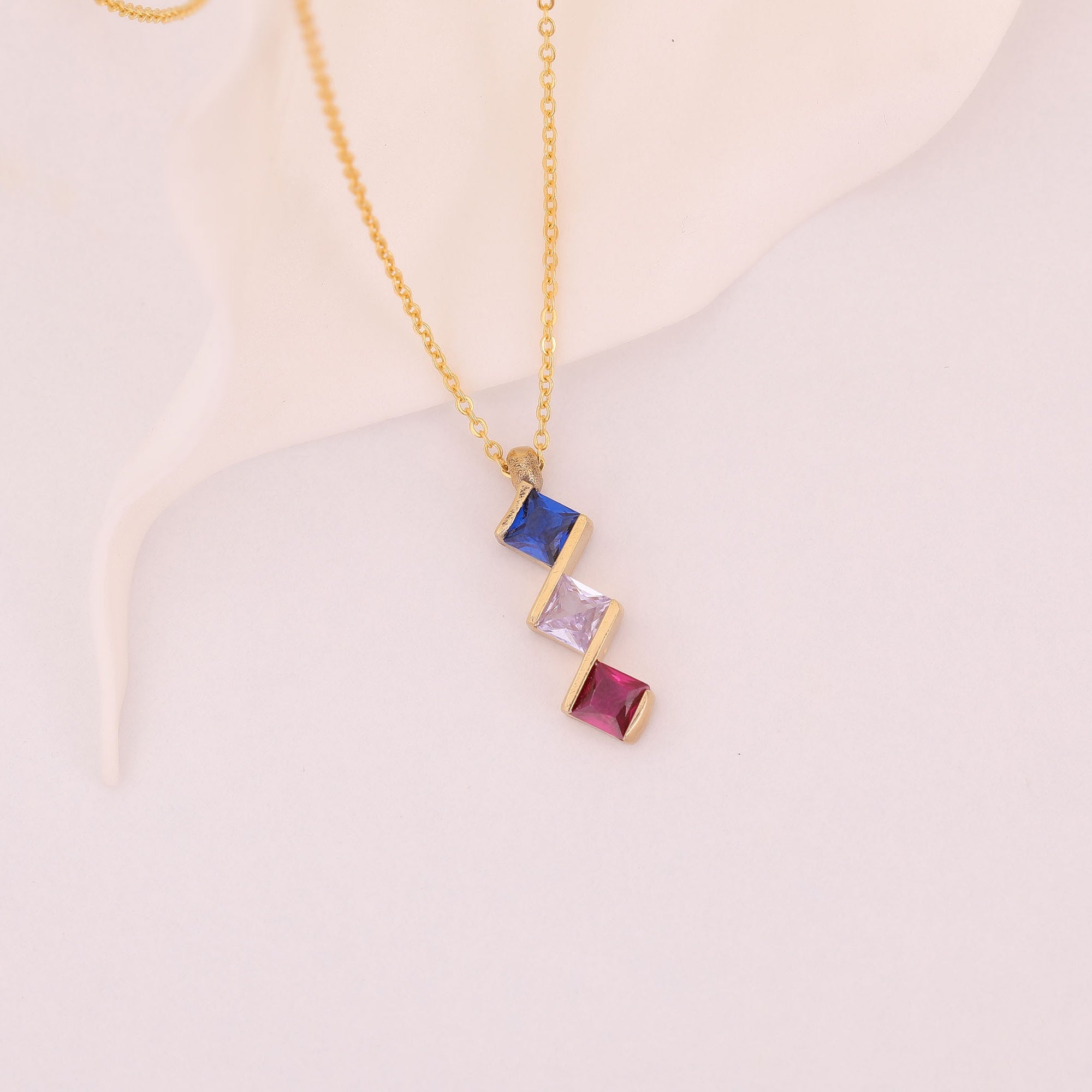 Baguette and Pear Cut Duo Necklace