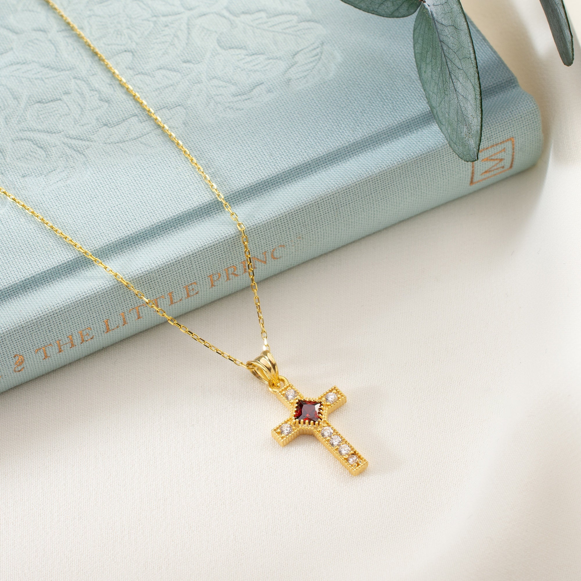 Cross & Birthstone Necklace