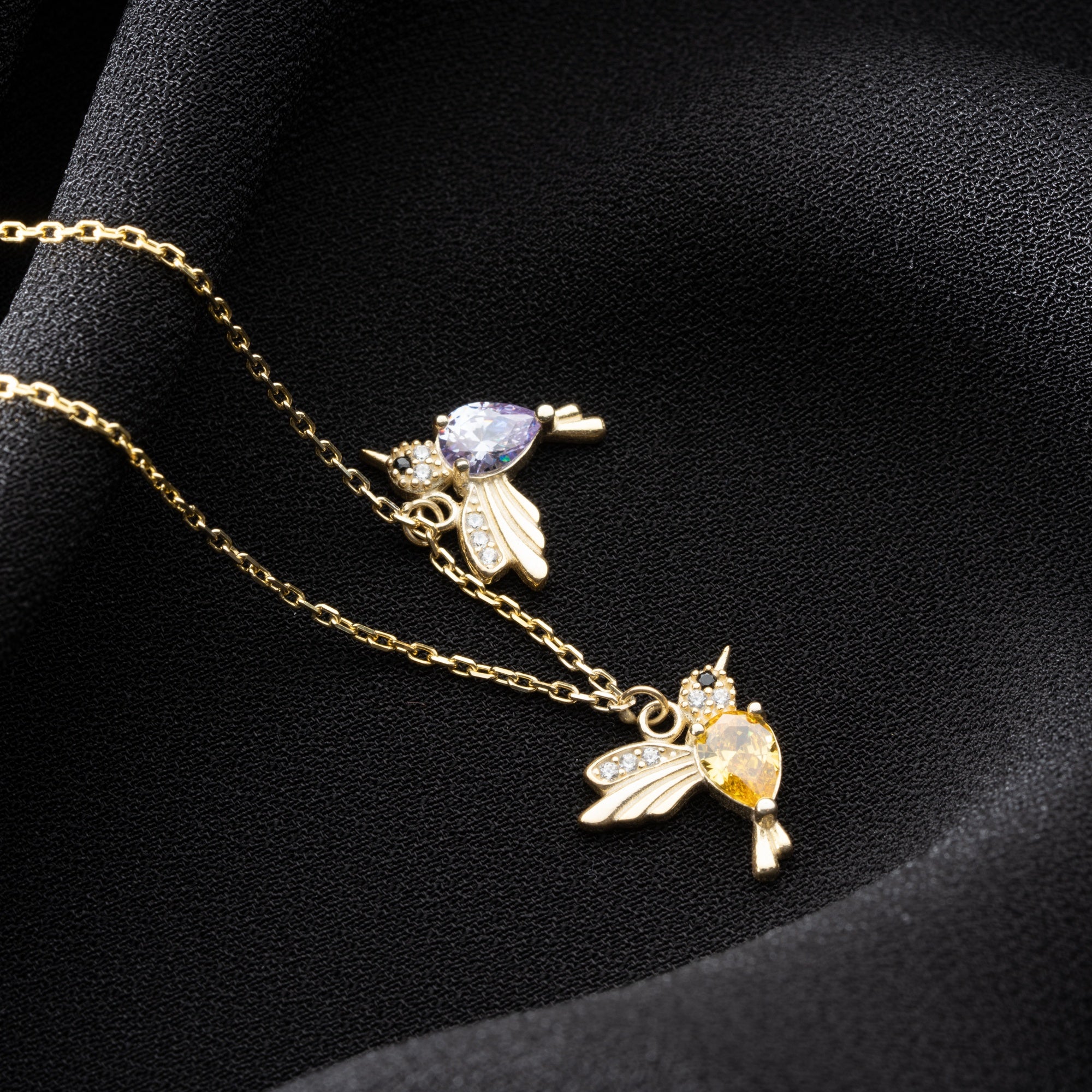 Personalized Family Hummingbird Birthstone Necklace