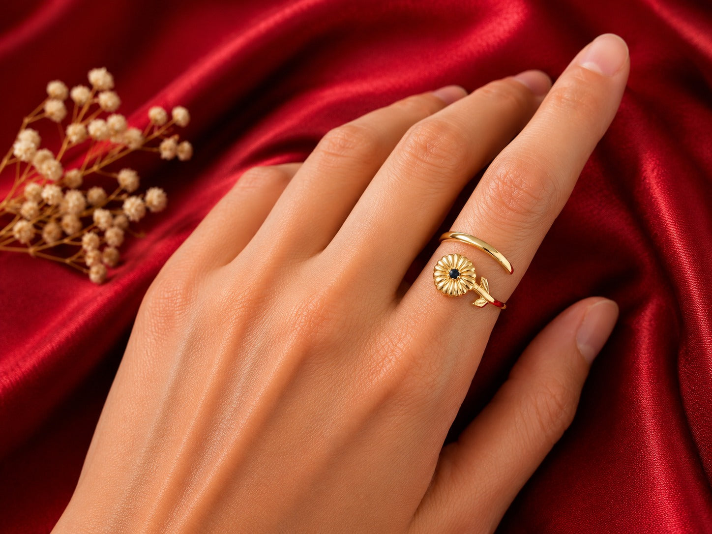 September Birth Flower Ring – Morning Glory & Sapphire