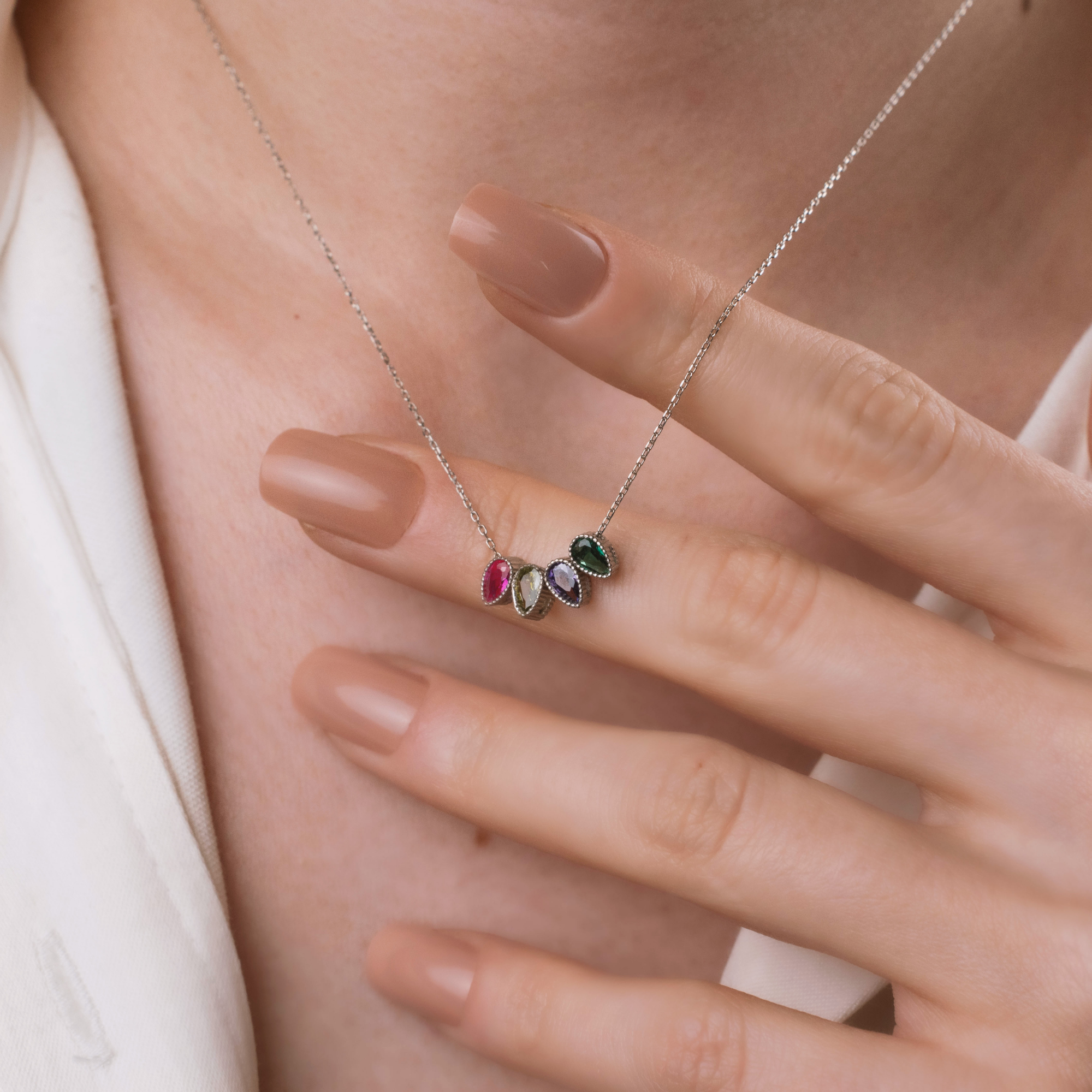 Family Birthstone Bar Necklace