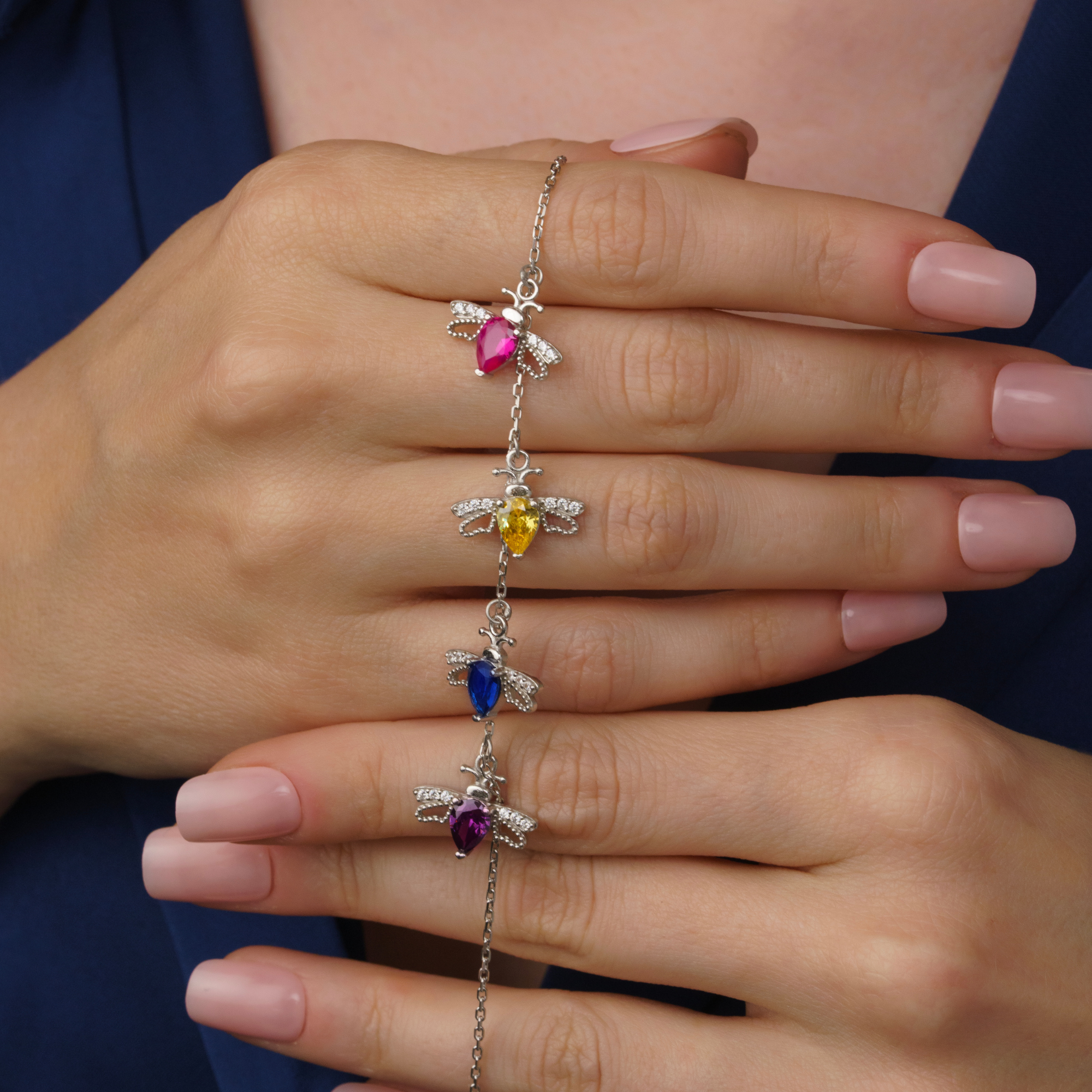 Dainty Hummingbird & Birthstone Bracelet