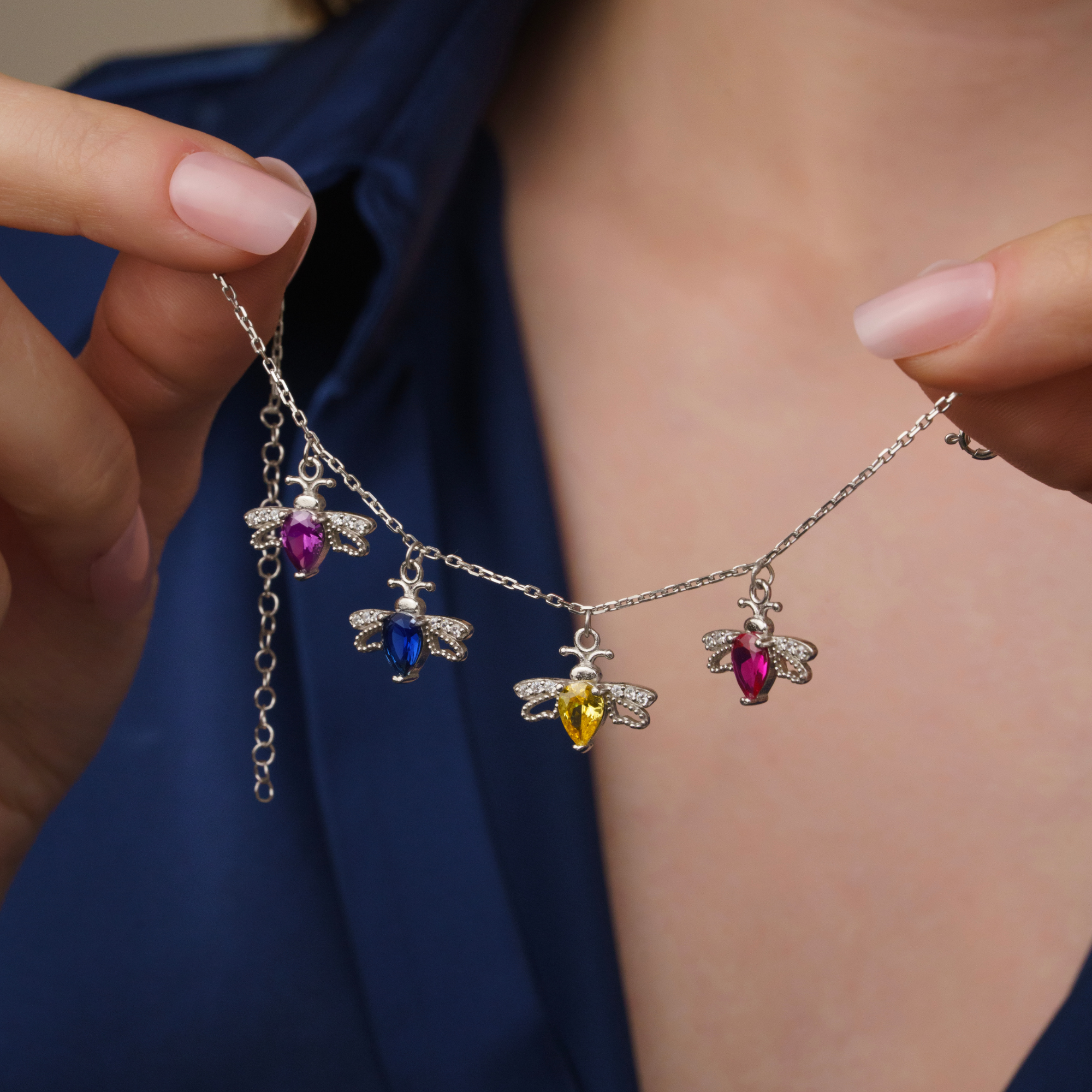 Dainty Hummingbird & Birthstone Bracelet