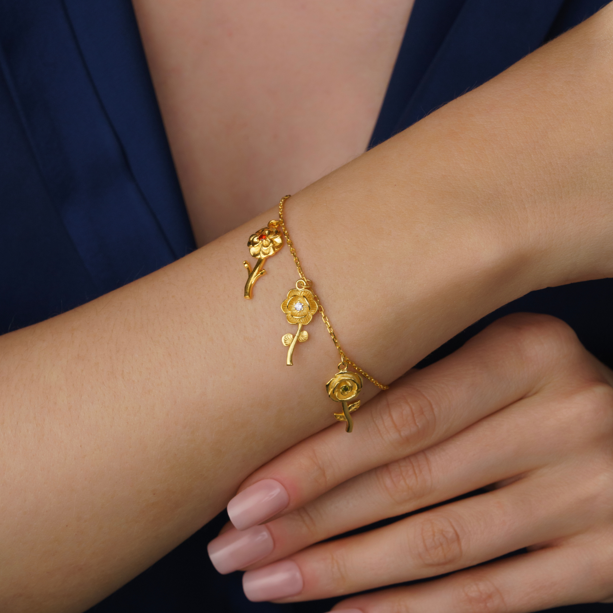 Personalized Birth Flower & Birthstone Bracelet