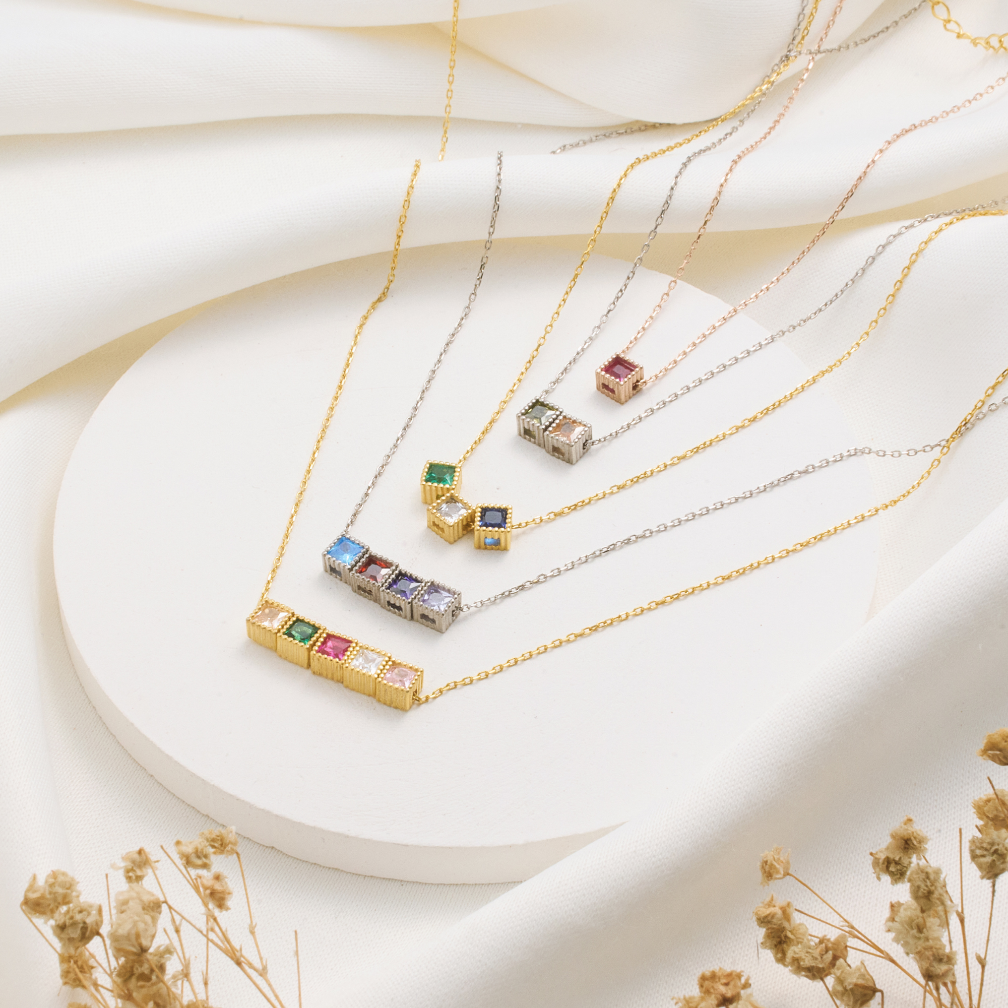 Custom Family Birthstone Necklace