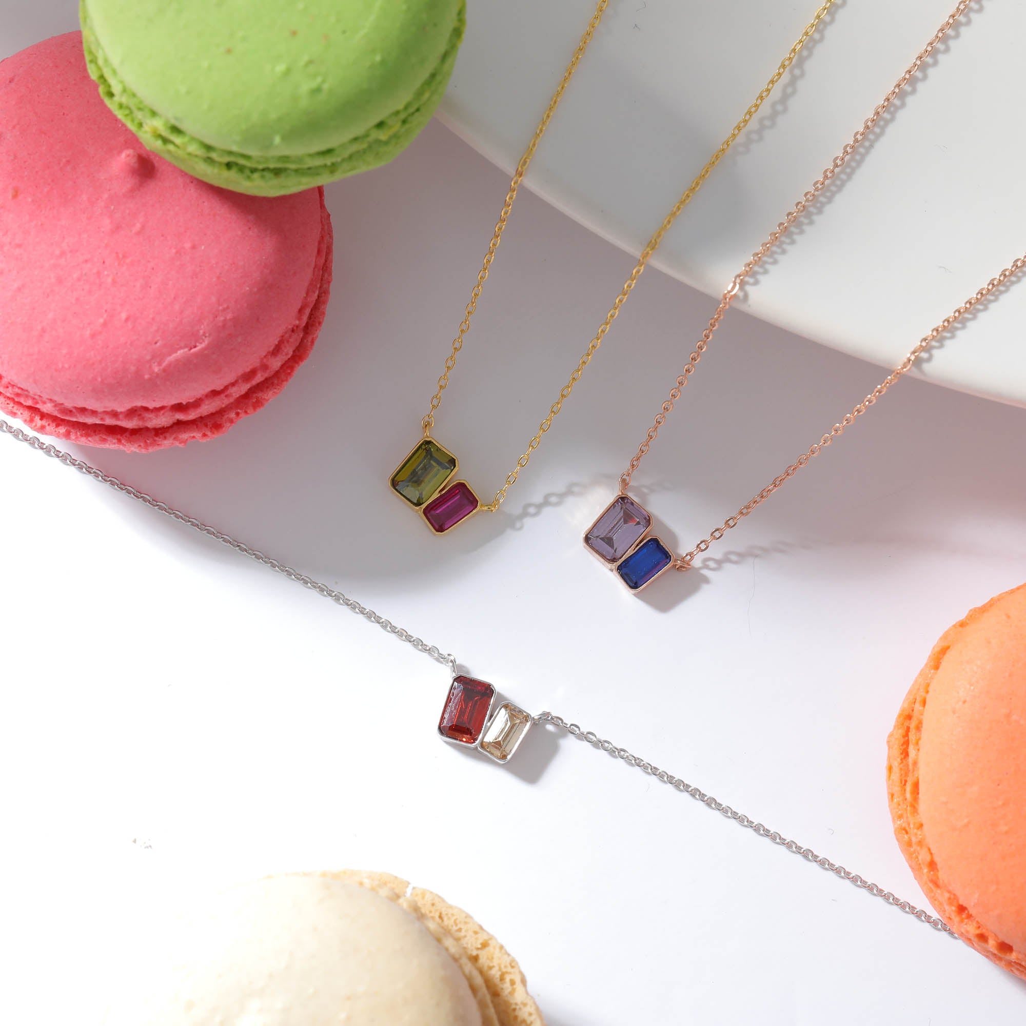 Customizable Baguette Duo Necklace
