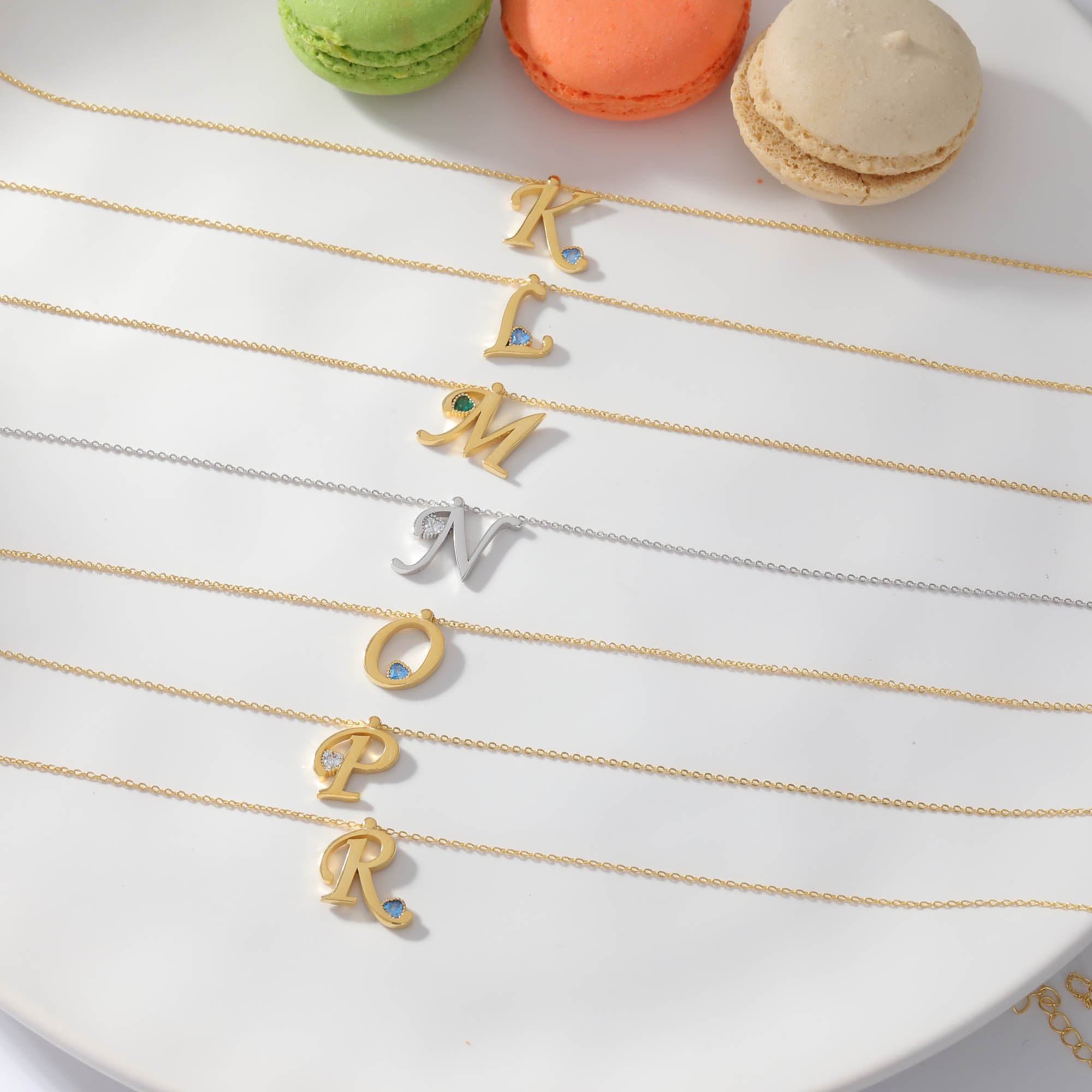 Script Letter Necklace with Birthstone