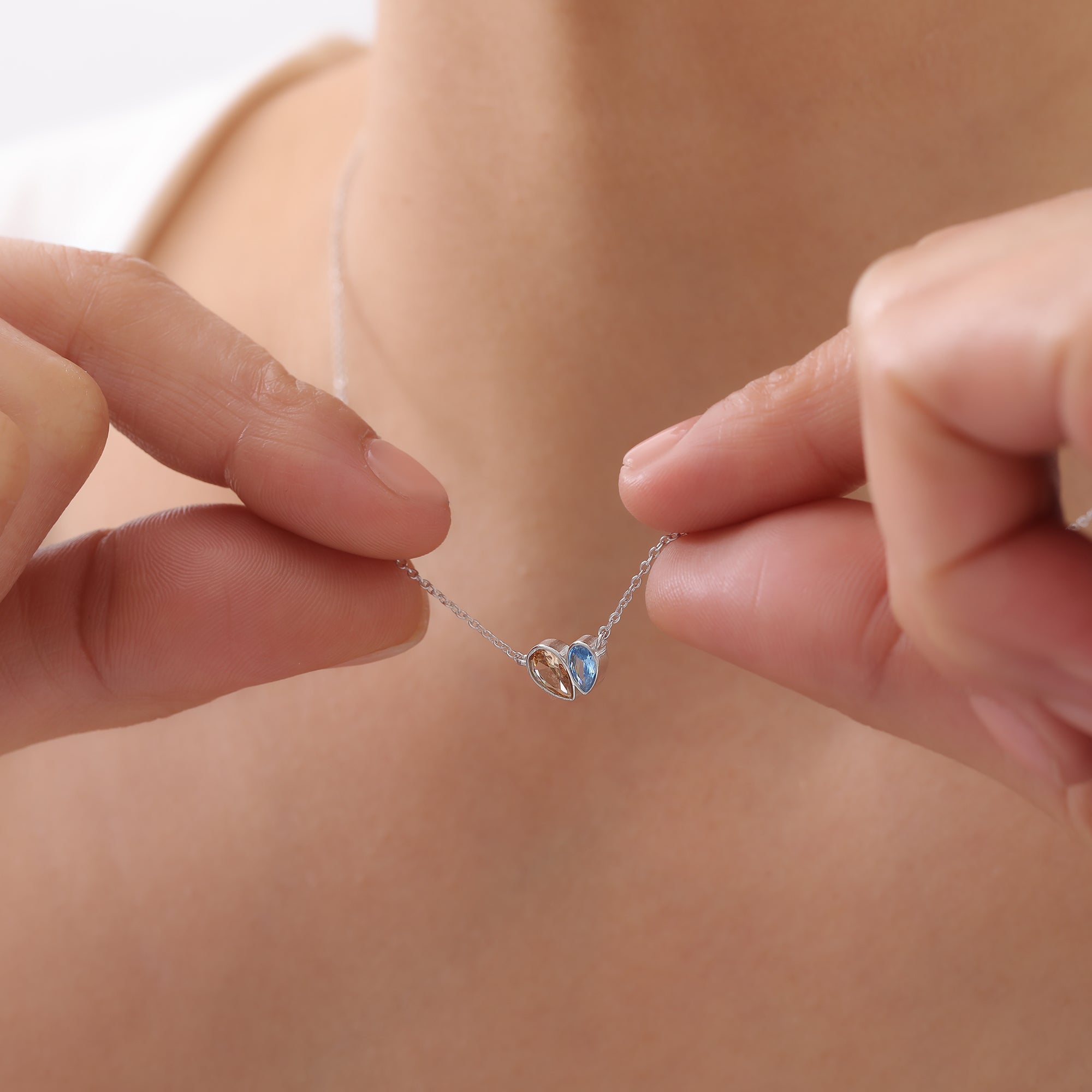 Double Pear Cut Teardrop Necklace