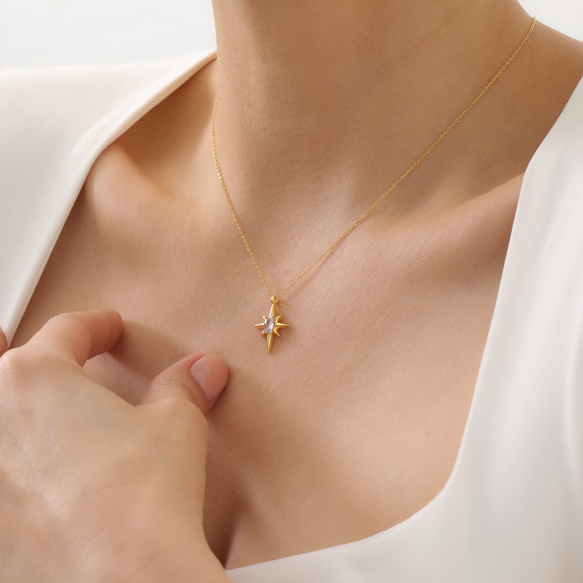 North Star Birthstone Necklace