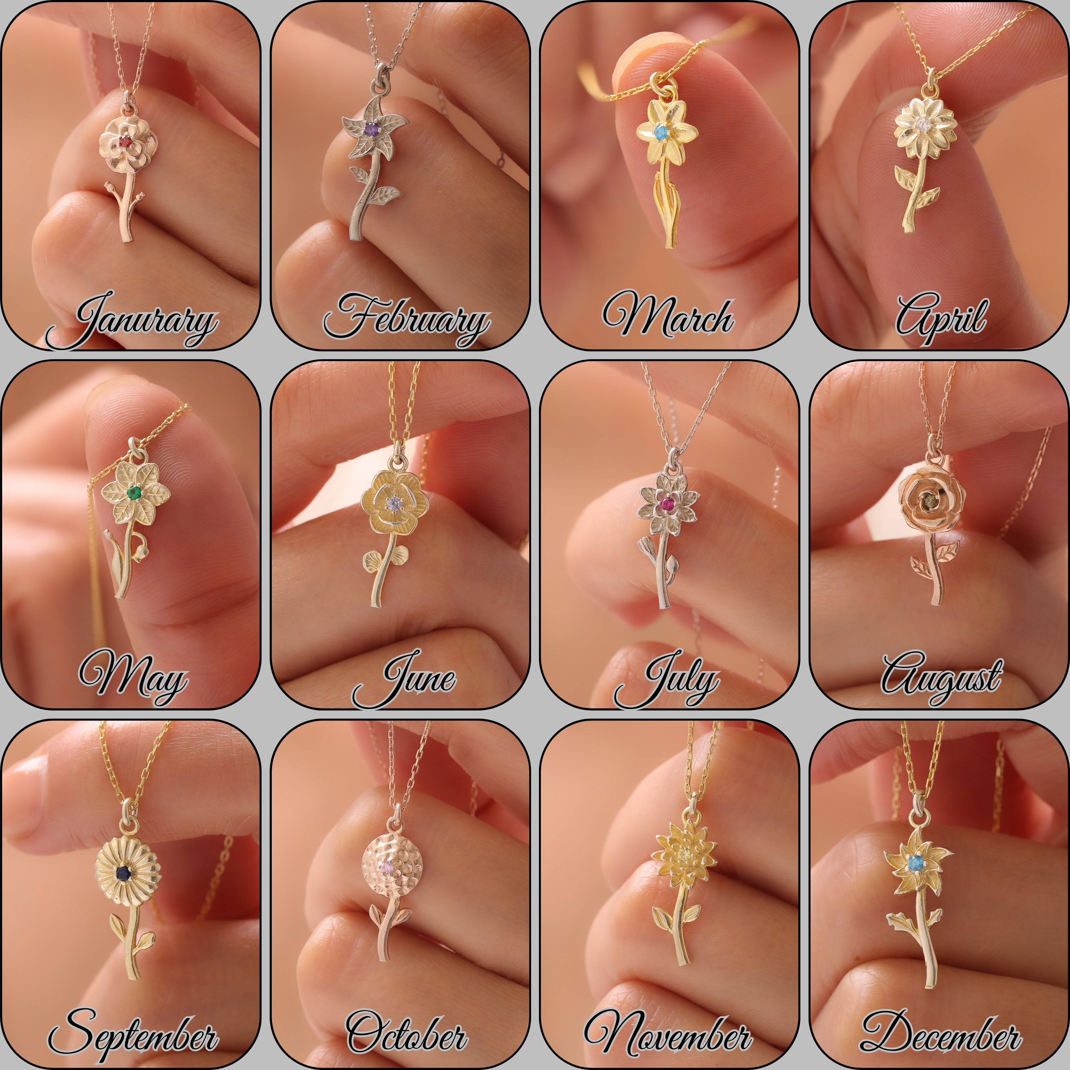 Custom Birth Flower Necklace