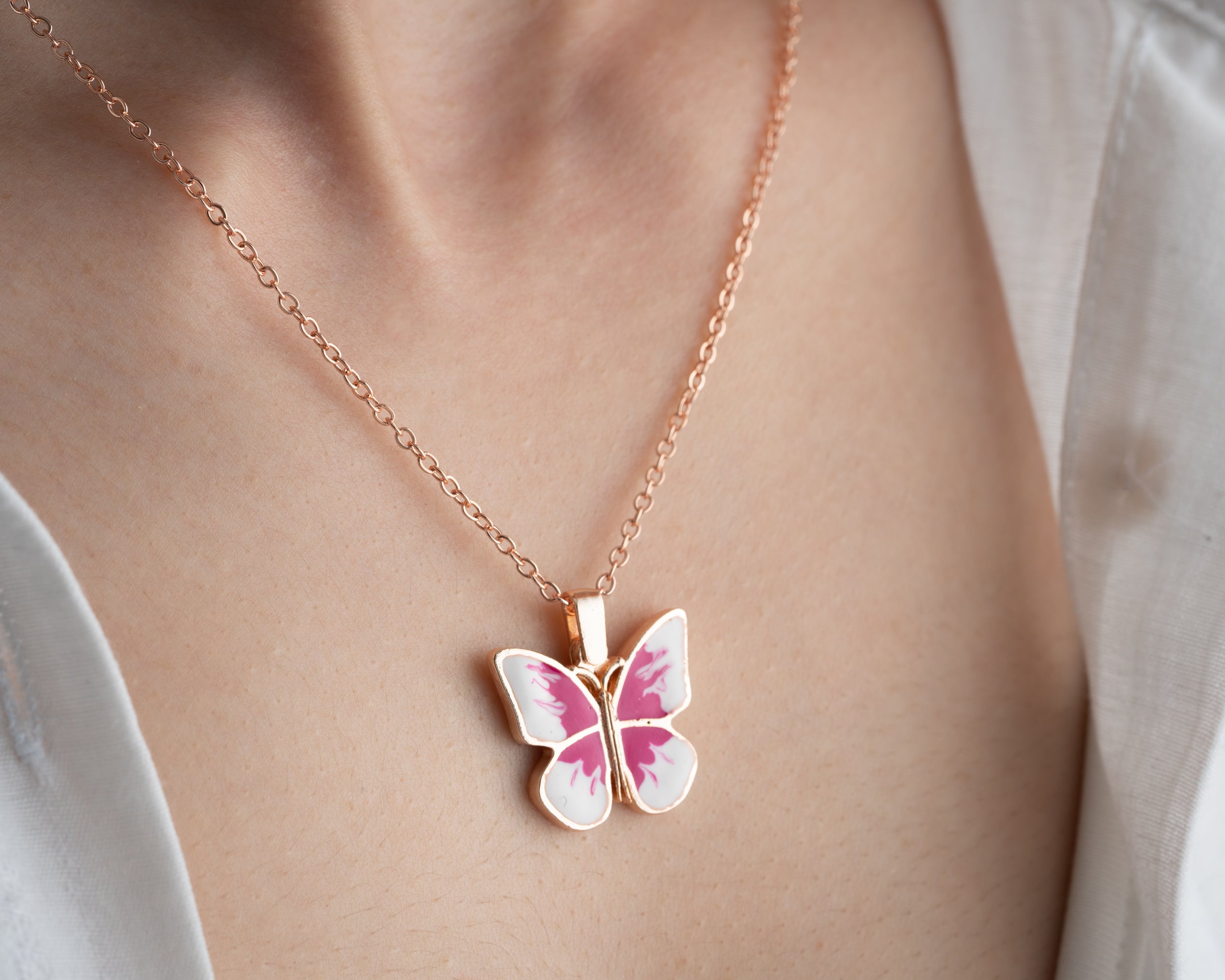 Secret Message Butterfly Locket Necklace