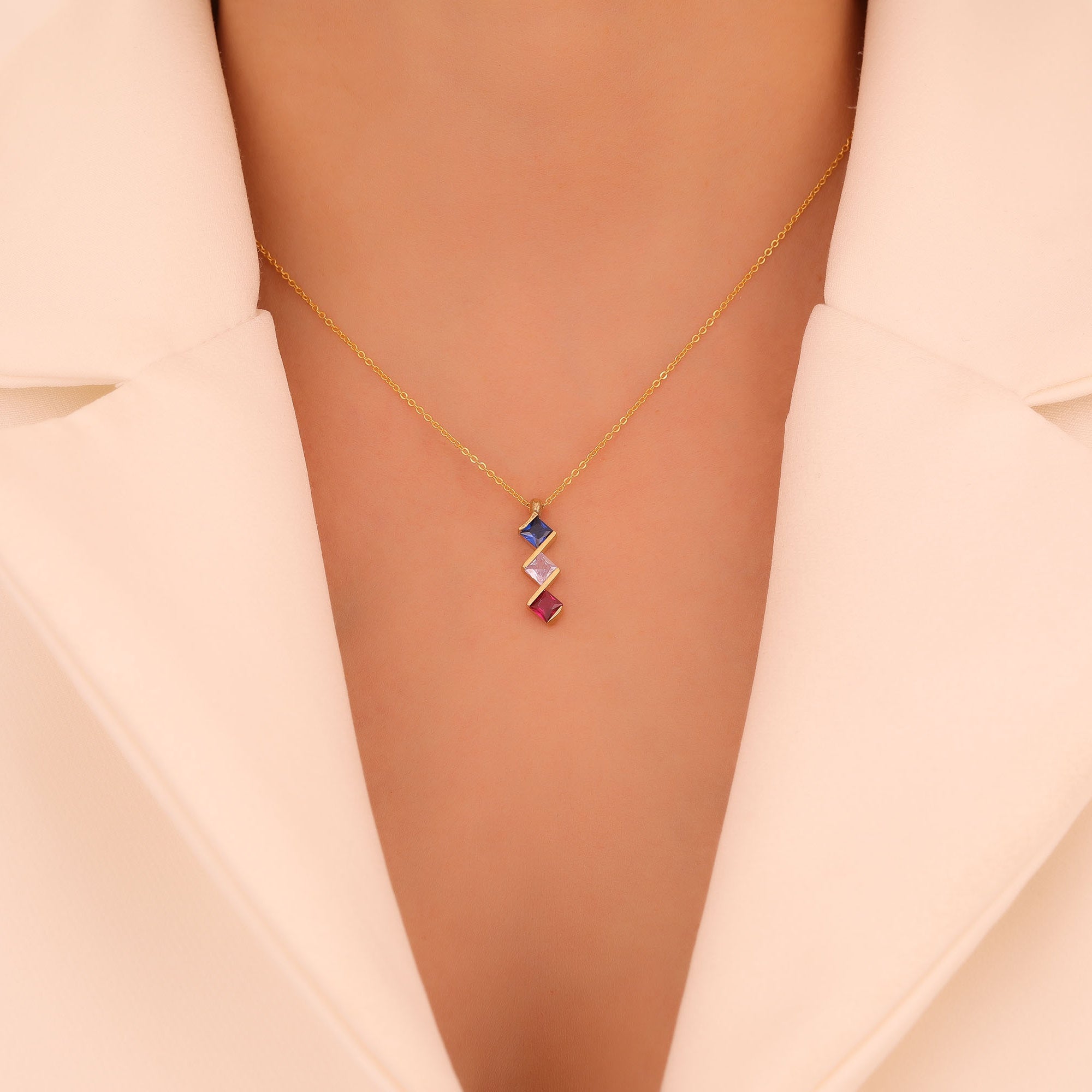 Baguette and Pear Cut Duo Necklace