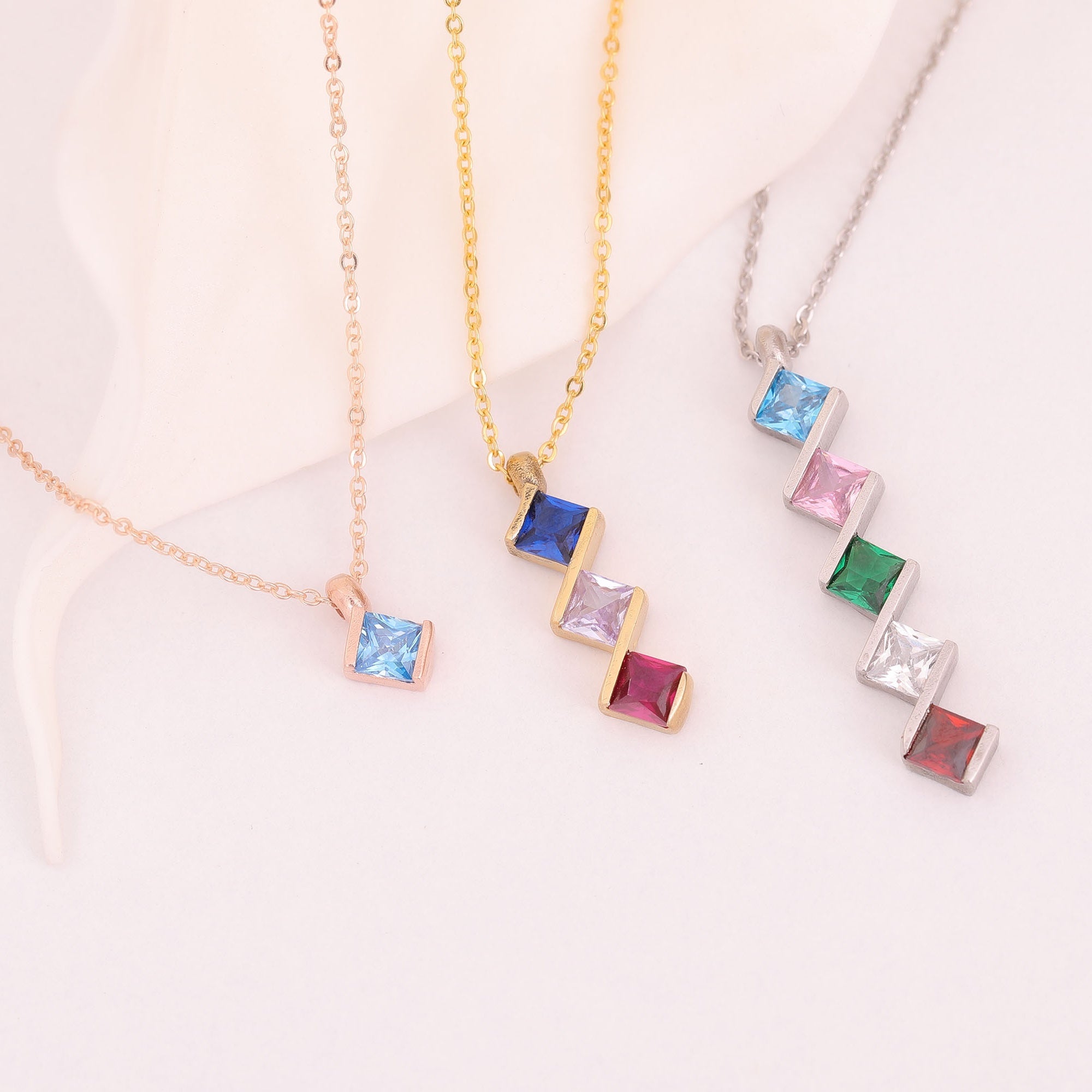 Baguette and Pear Cut Duo Necklace
