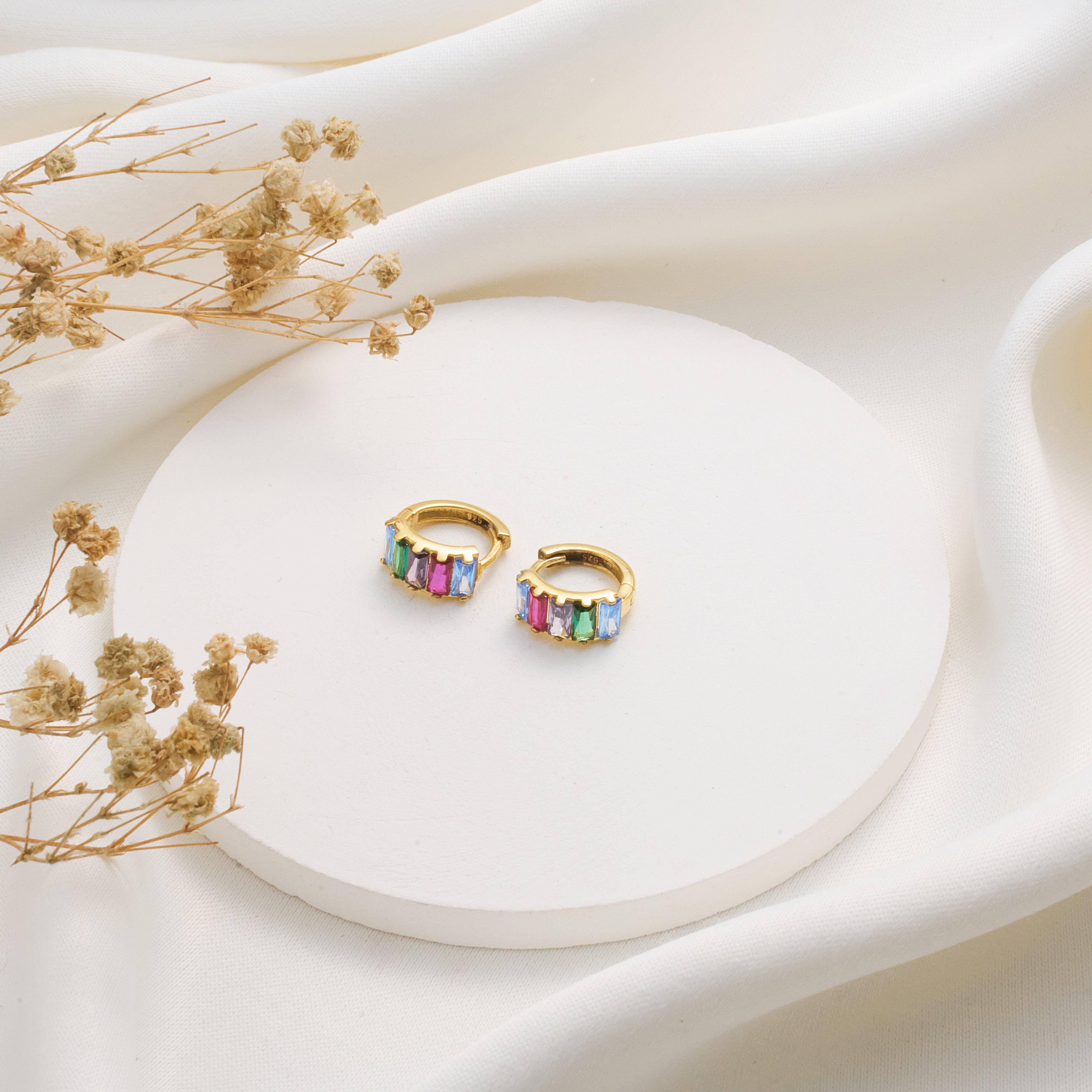 Personalized Birthstone Huggie Hoop Earrings